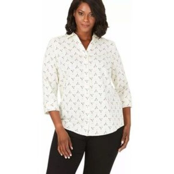 Foxcroft Tops - Foxcroft Martini Print Button down shirt-Size 16